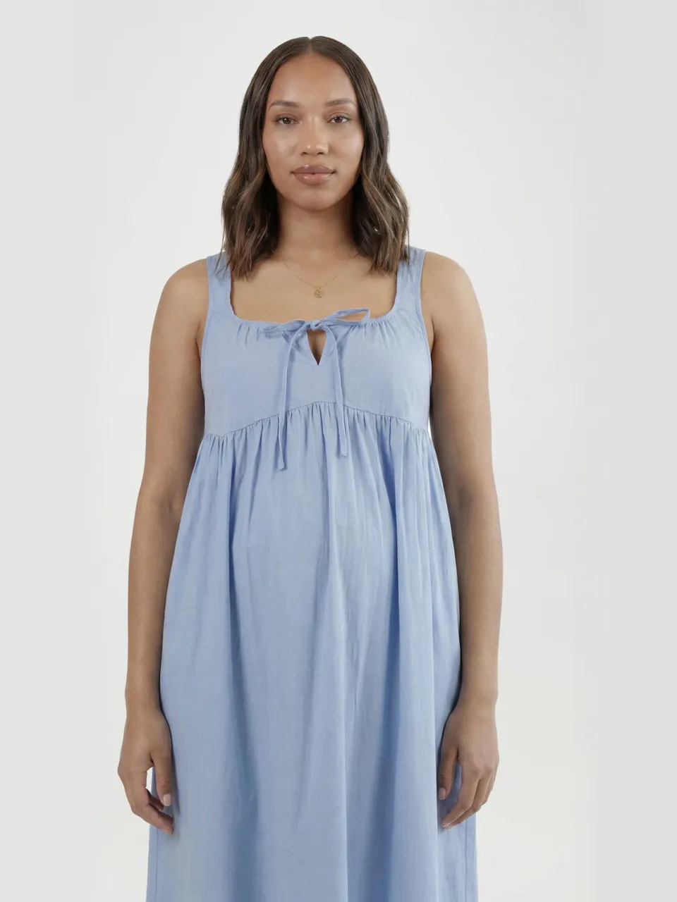 boohoo Dames Zwangerschaps Maxi Jurk Met Strikdetail Vooraan babyblauw, foto 3