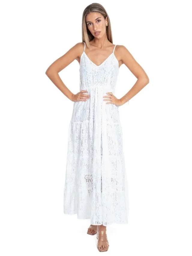 Isla Bonita By Sigris Lange Jurk Isla Bonita By Sigris Lange Midi-Jurk Wit