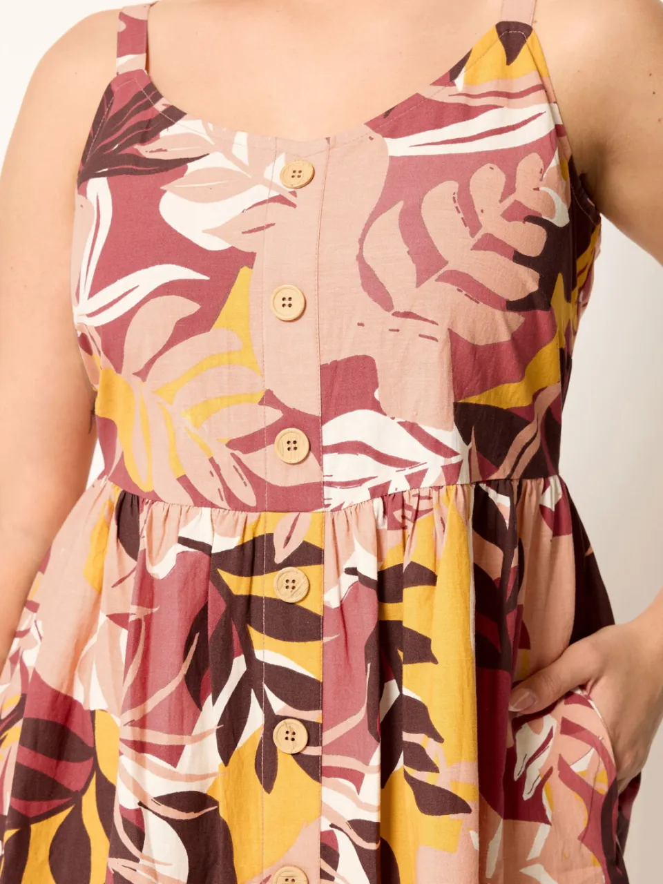 Yours Oranje Linnen Midijurk Met Tropische Print, foto 4