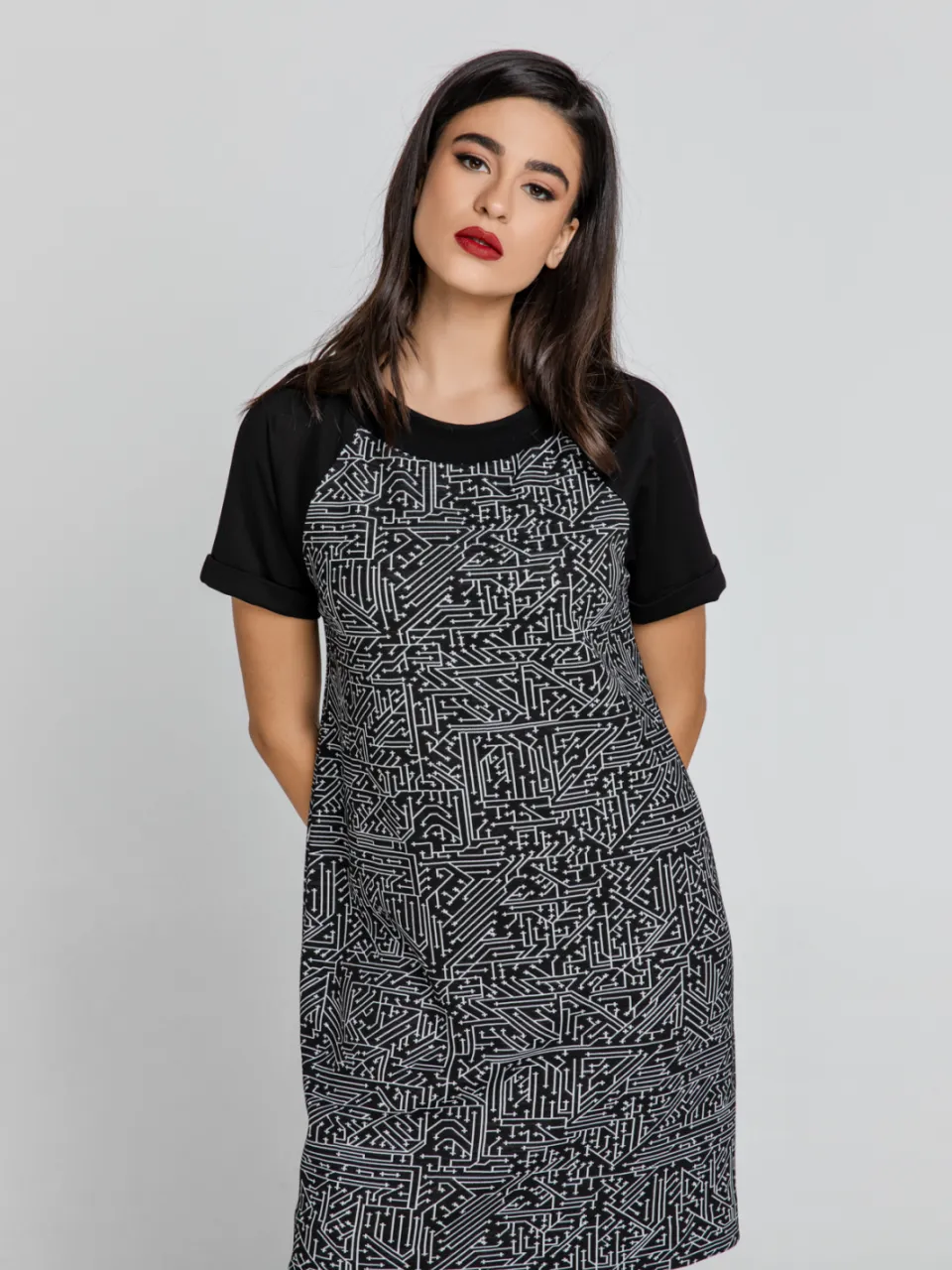 Conquista Zwart-witte A-lijn jurk Conquista Fashion