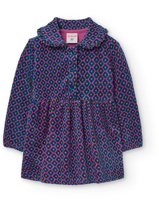 boboli Knit Lang Mouw Jurk Veelkleurig 18 Months Meisje Print