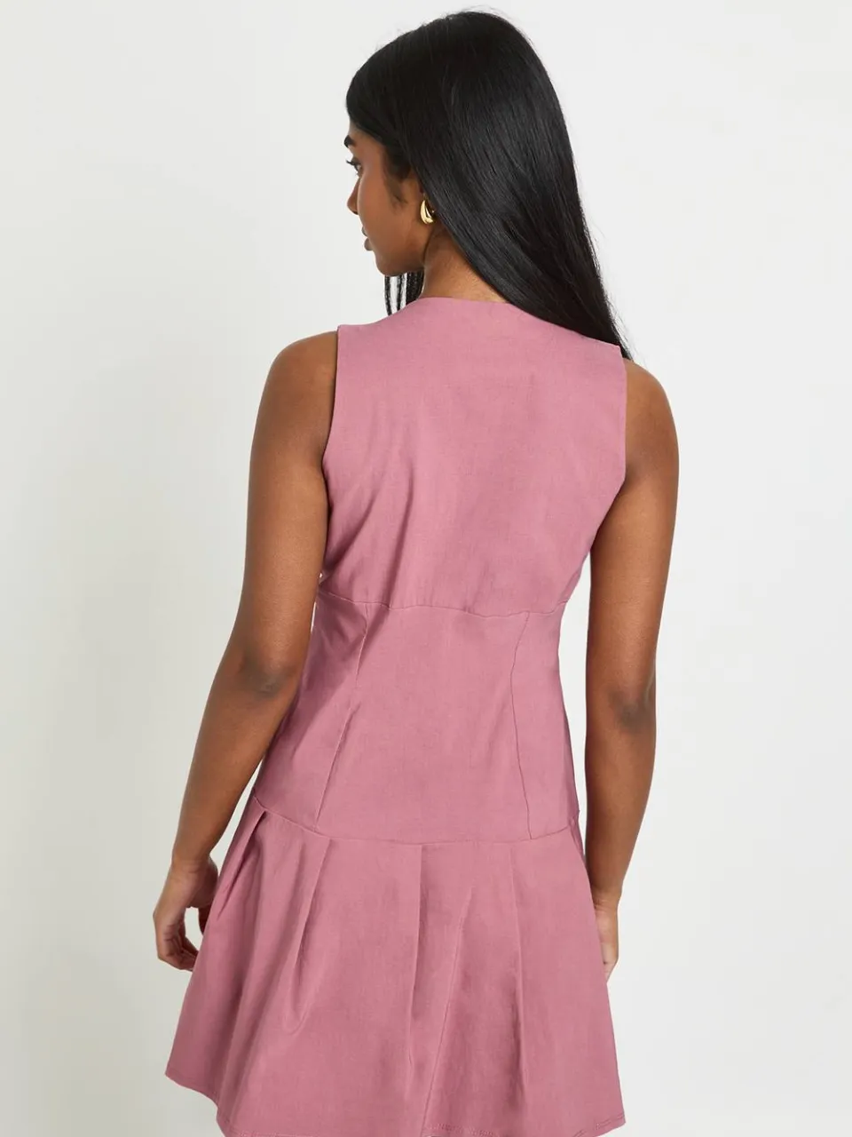 boohoo Dames Bengaline Skater Jurk Met Diepe V-hals mauve, foto 2