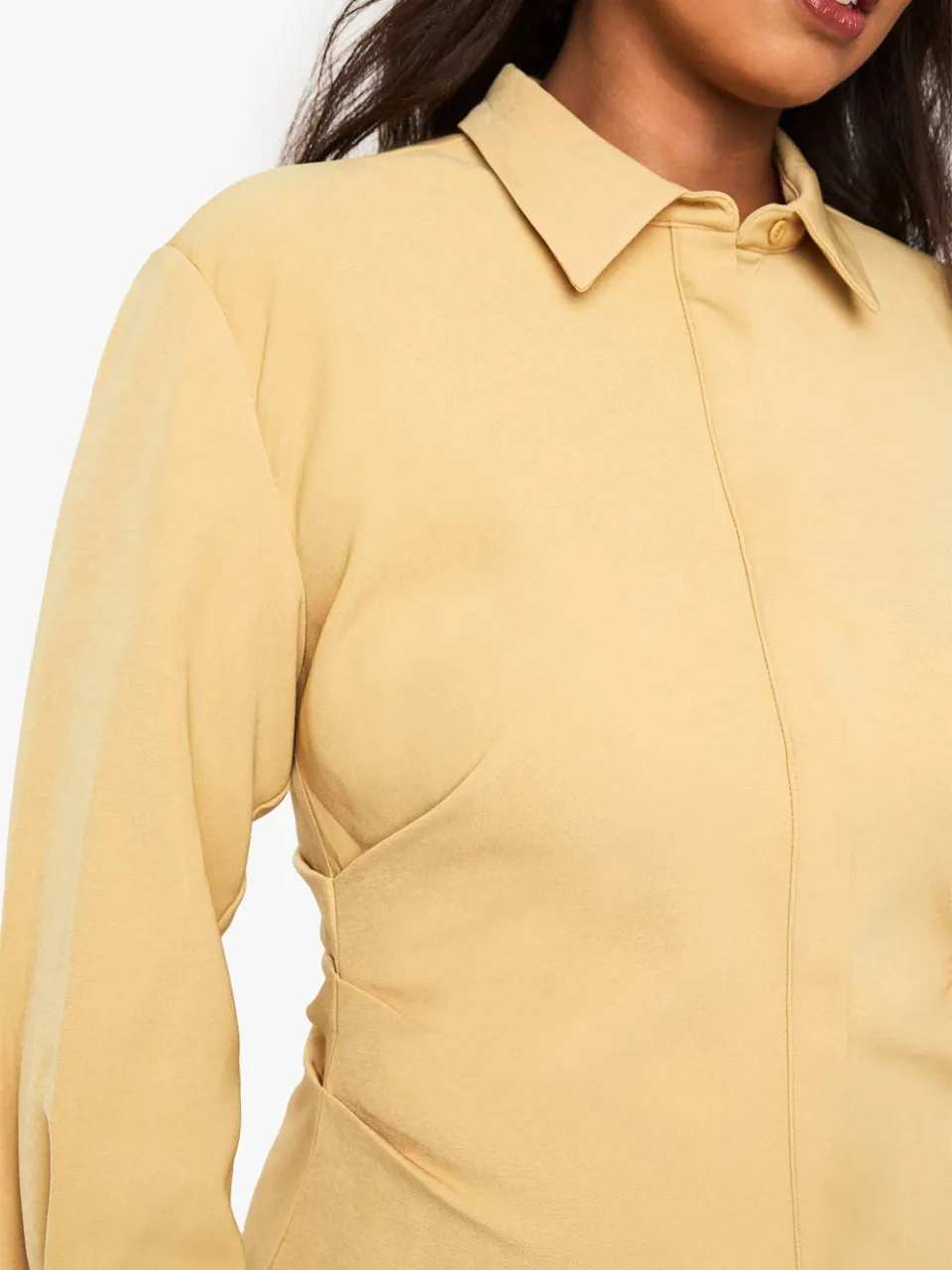boohoo Dames Plus Shirtjurk met gerafelde zijkanten ecru, foto 4