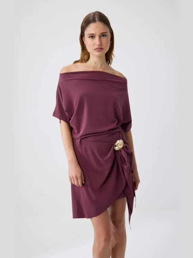 Trendyol TRENDYOLMİLLA Dames Paars Effen Kort / Mini Kort A-lijn Jurken Rood