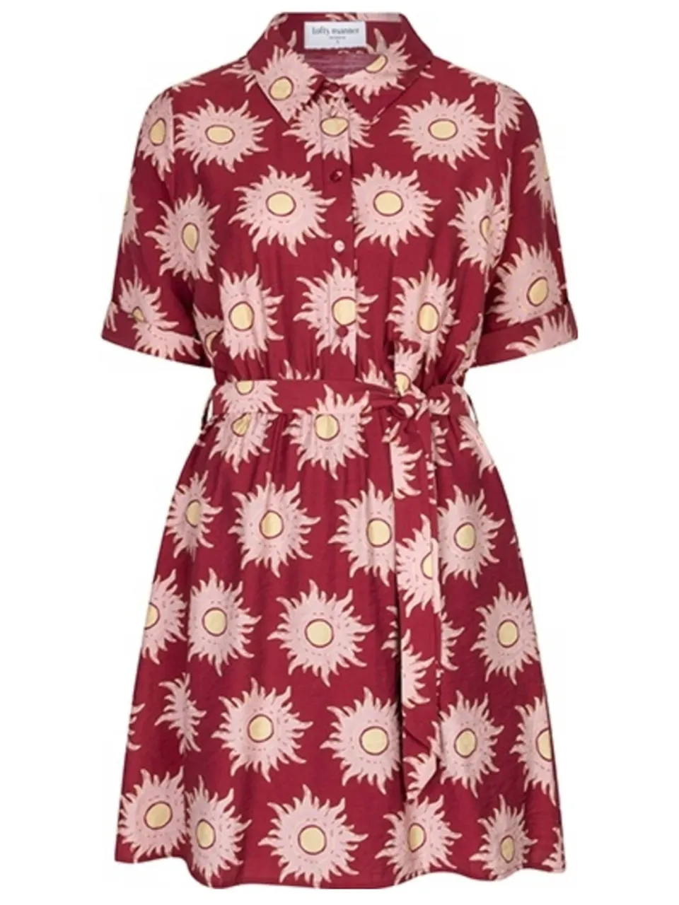 Lofty Manner korte jurk met ceintuur en all over print rood, foto 3