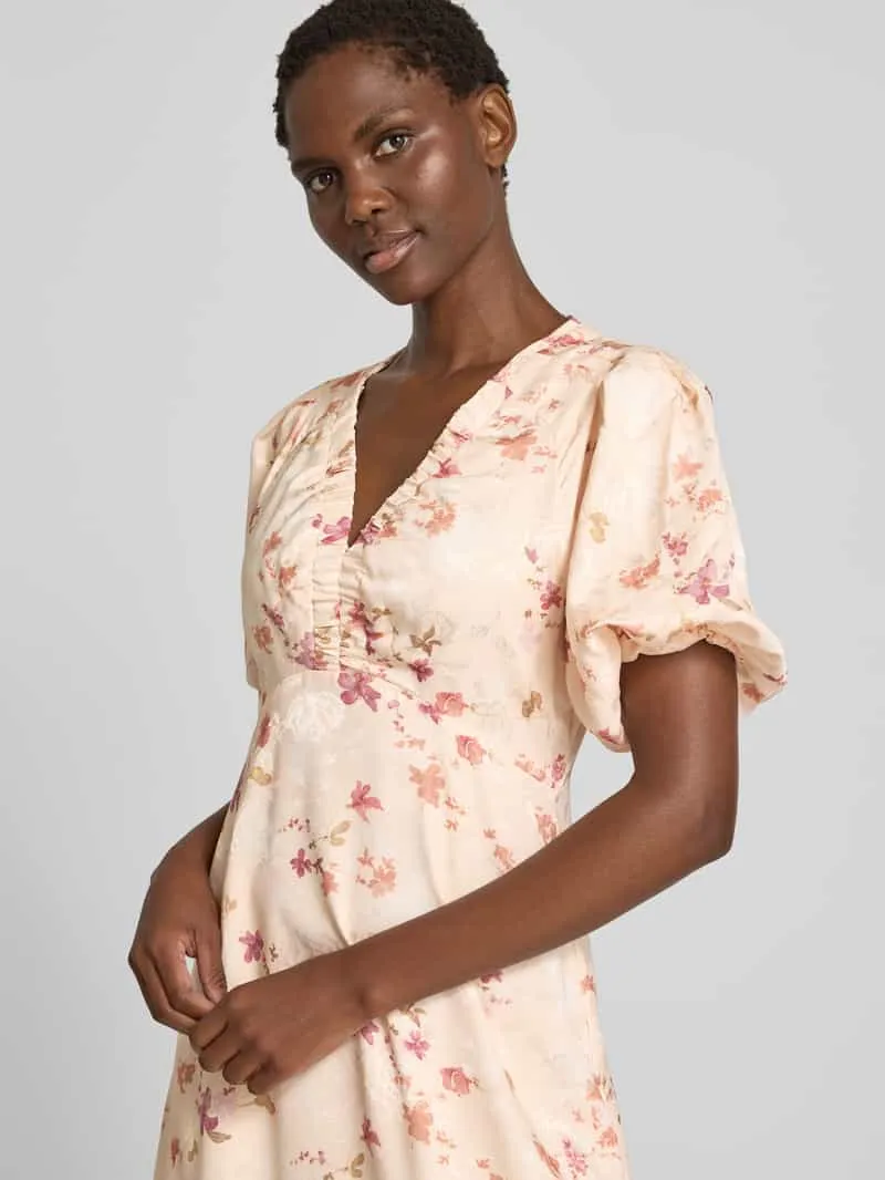 NEO NOIR midi-jurk met V-hals model 'Illana' beige, foto 4