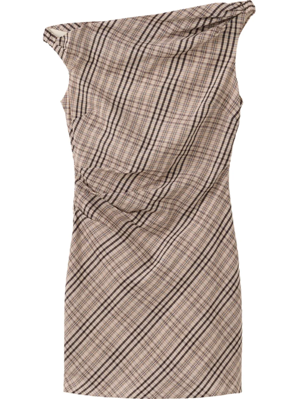 Mango geruite korte zomerjurk - beige, foto 2