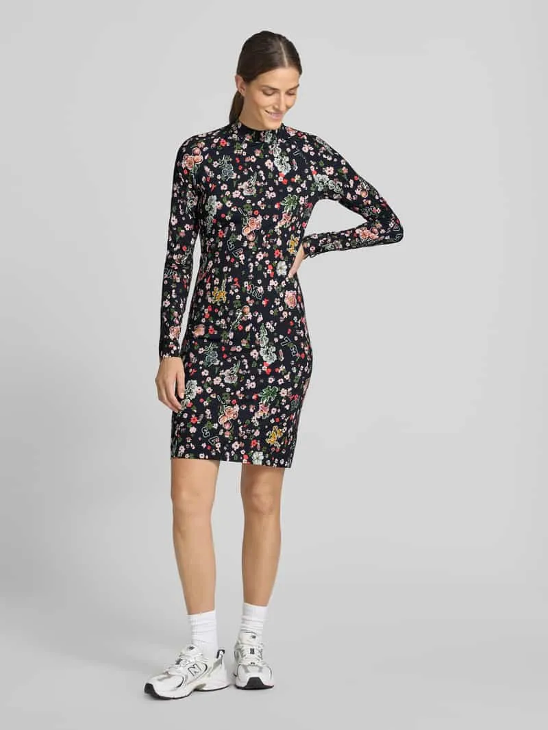 Marc Cain Slim Fit midi-jurk met opstaande kraag Marineblauw