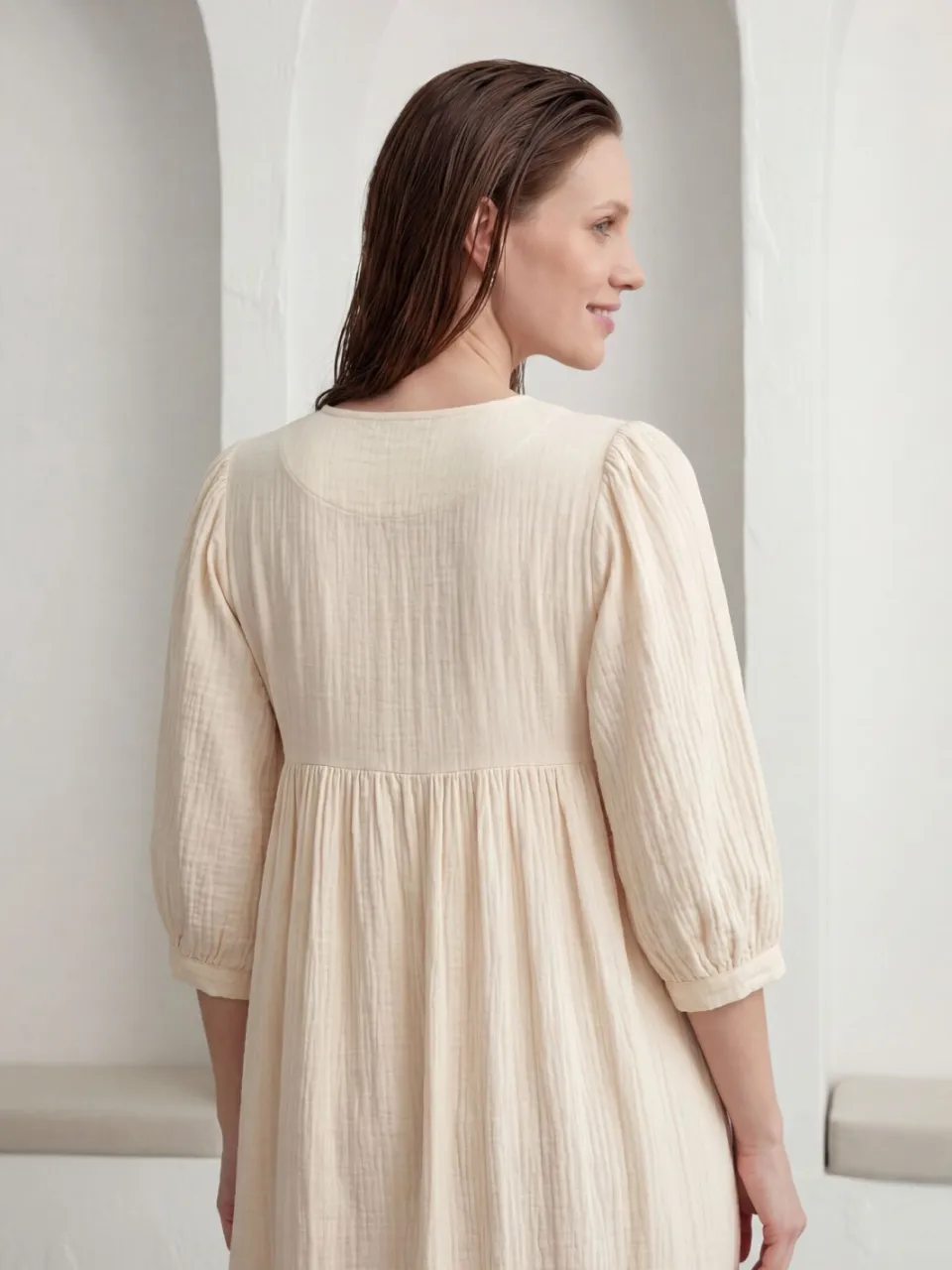 MyFashion Maxi-jurk met strikdetail en losse pasvorm crème, foto 2
