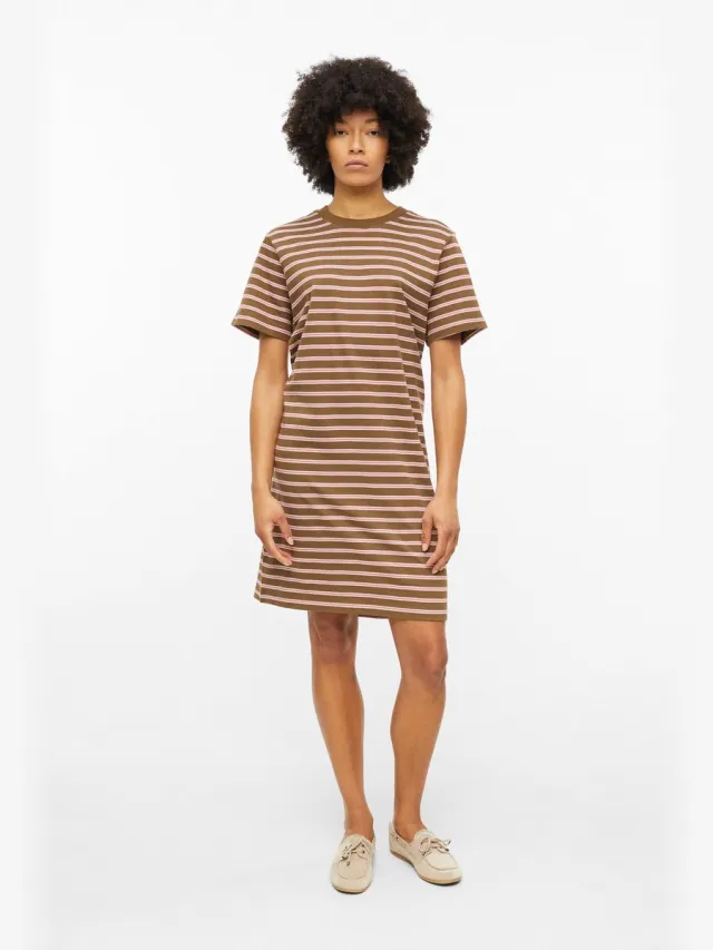 S.Oliver female - Korte jersey jurk met strepen bruin