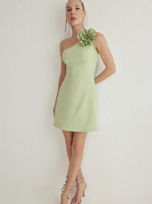 Trendyol TRENDYOLMİLLA Dames Groen Effen Kort / Mini Mouwloos Stijlvol/Avond A-lijn Jurken Mint