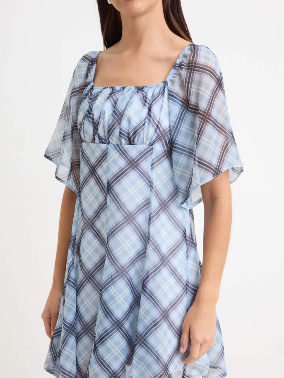 Trendyol TRENDYOLMİLLA Dames Blauw Geruit Kort / Mini Kort Avond / Dagelijks A-lijn Jurken, foto 2