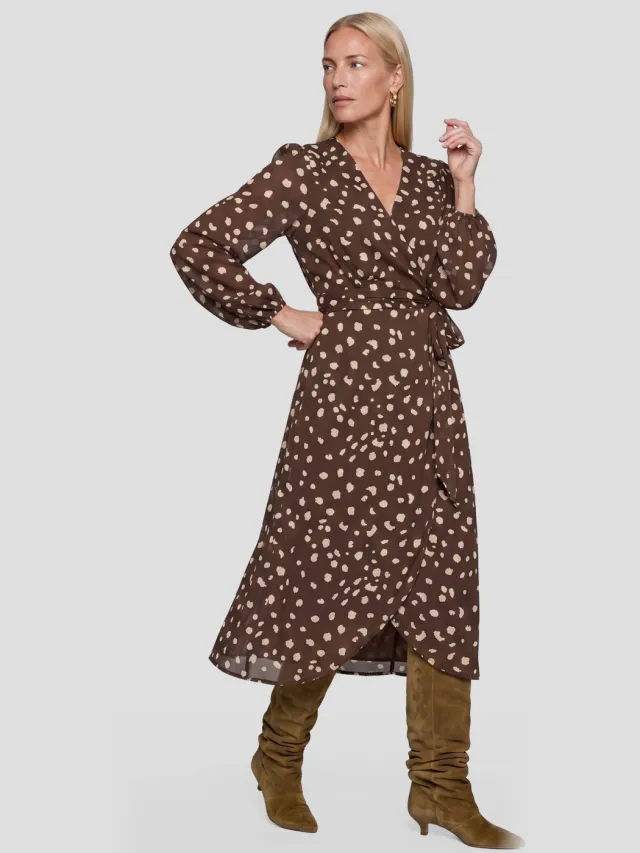 Ruby wikkeljurk met polkadotprint bruin