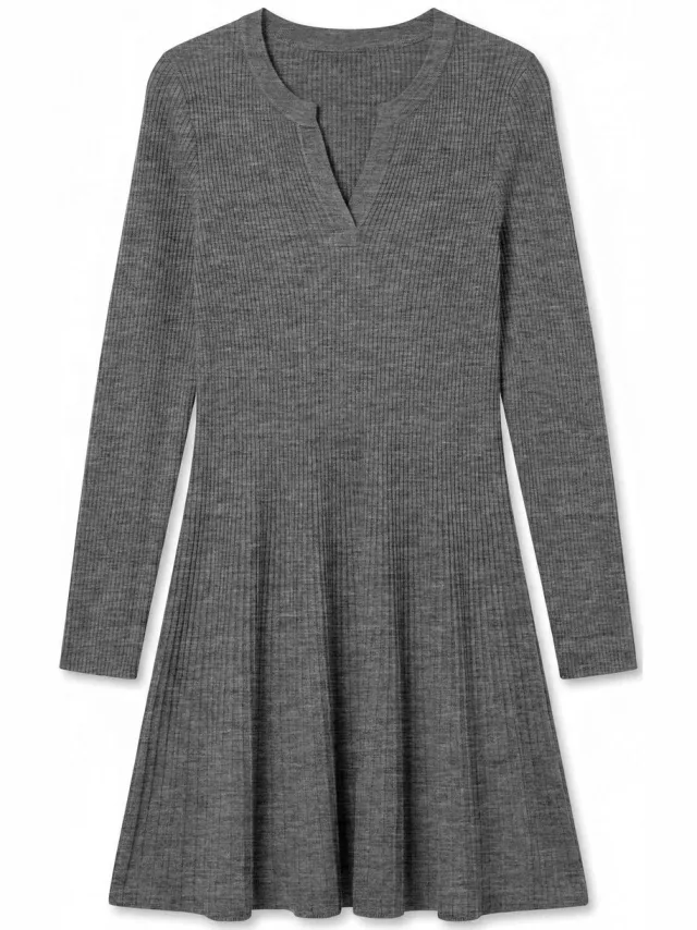 Vero Moda Gebreide jurk AWHEDDA Midi-jurk Medium Grey Melange 1