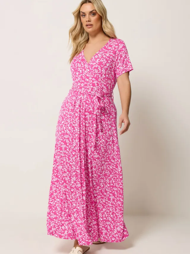 Yours Roze Wikkeljurk Met Bloemenprint-56 Pink
