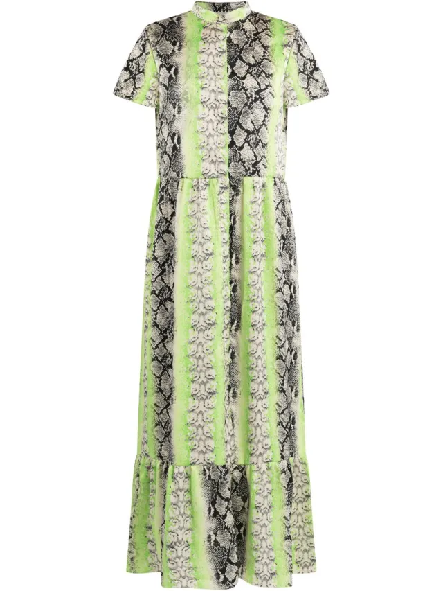 IZIA Jurk maxi met korte mouwen Groen Veelkleurig