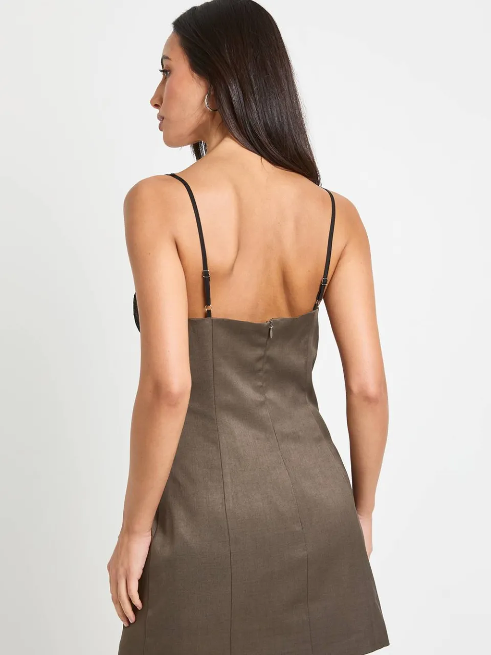 boohoo Dames Bodycon Jurk Met Kanten Afwerking houtskool, foto 3