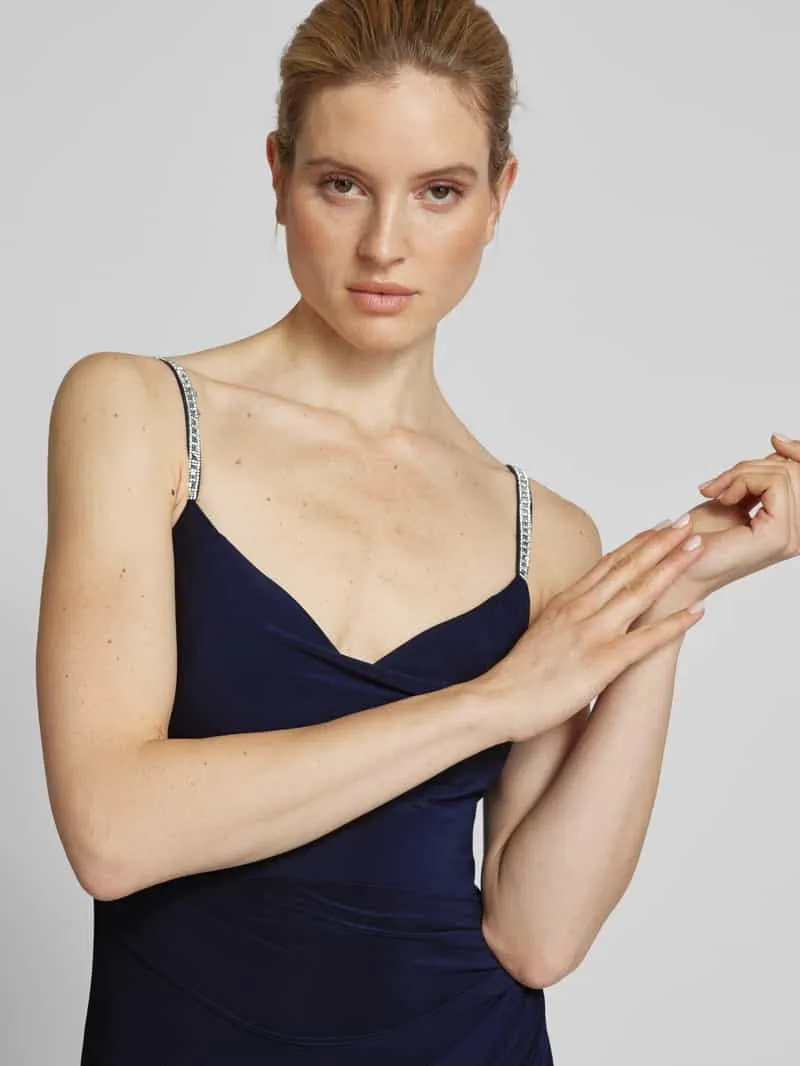 LUXUAR FASHION avondjurk met siersteentjes marineblauw, foto 4