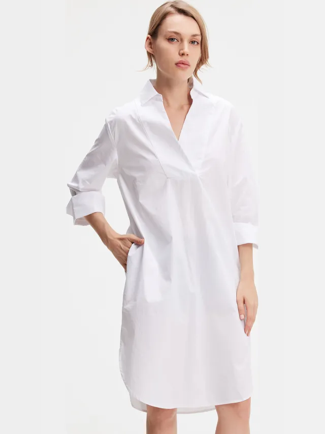 S&J Weekends Minimalistisch katoenen shirtjurk Wit