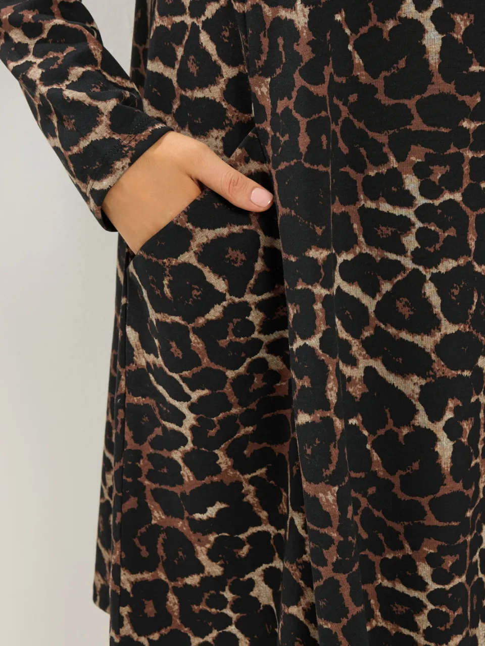 Yours Bruine Gedrapeerde Jurk Met Luipaardprint En Zakken-56, foto 4