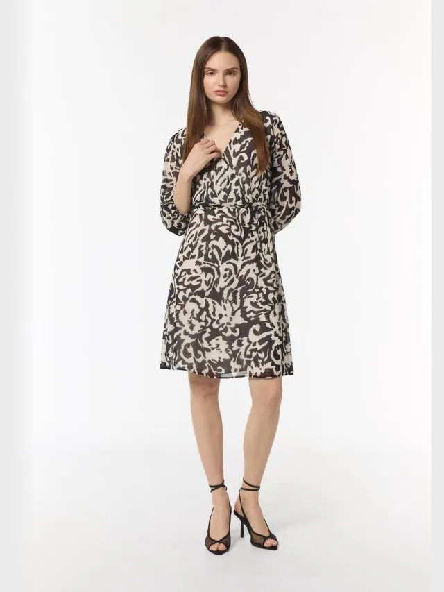 Comma female - Korte chiffon jurk navy
