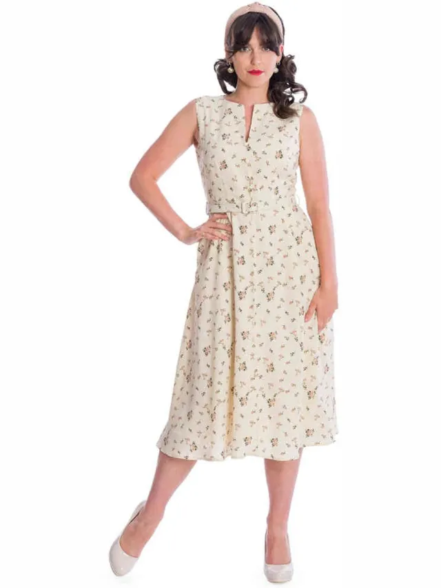 Banned POPPY Flare jurk - 4XL - Wit
