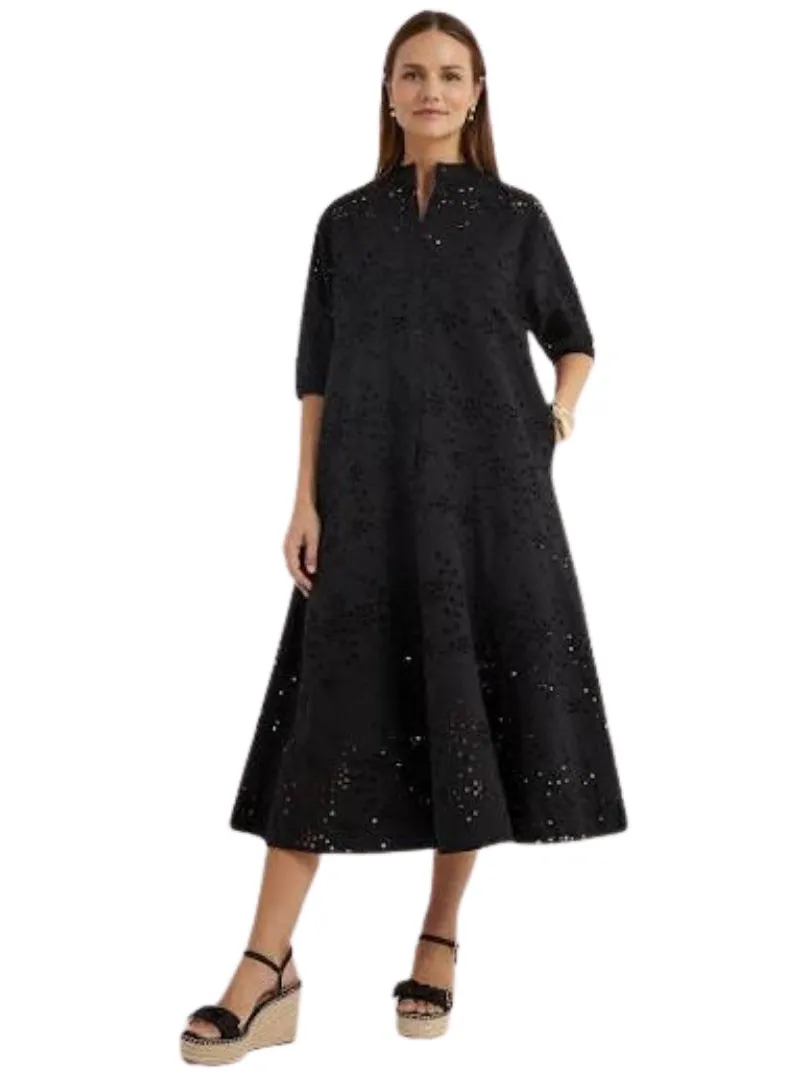 Ted Baker Nikaia Oversized Midi-jurk Met Broderie In Zwart