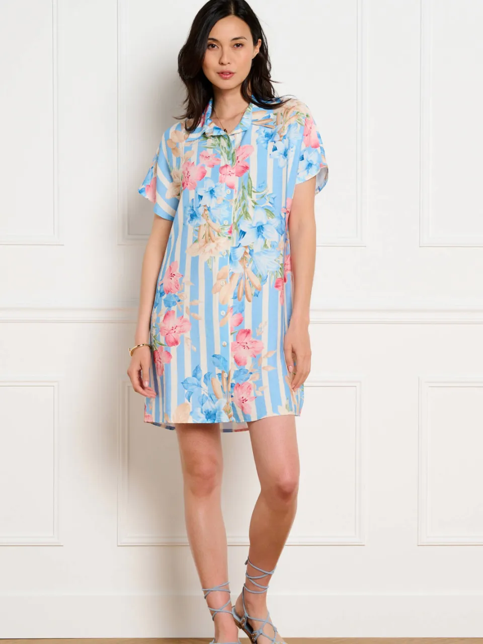 LOLALIZA gebloemde blousejurk - blauw, foto 4