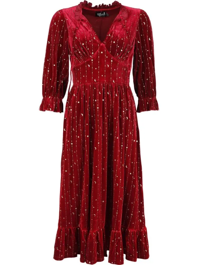 Hell Bunny Galactica Dames Maxi-jurk - rood