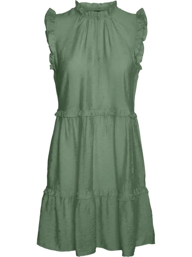 Vero Moda VMJOSIE SL SHORT DRESS WVN GA - Dames - Mini jurken hedge green