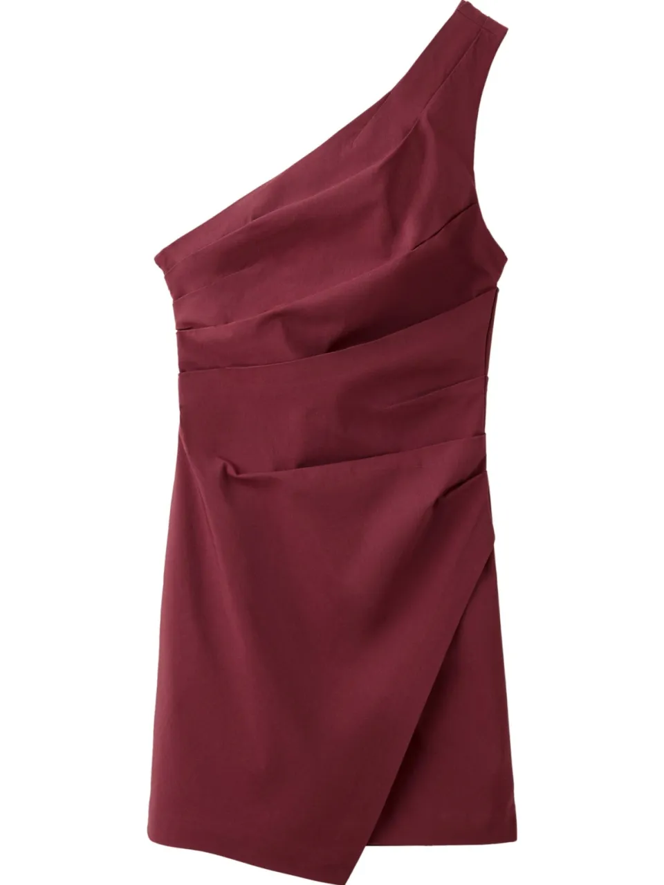 Mango one shoulder korte zomerjurk - donkerrood, foto 2