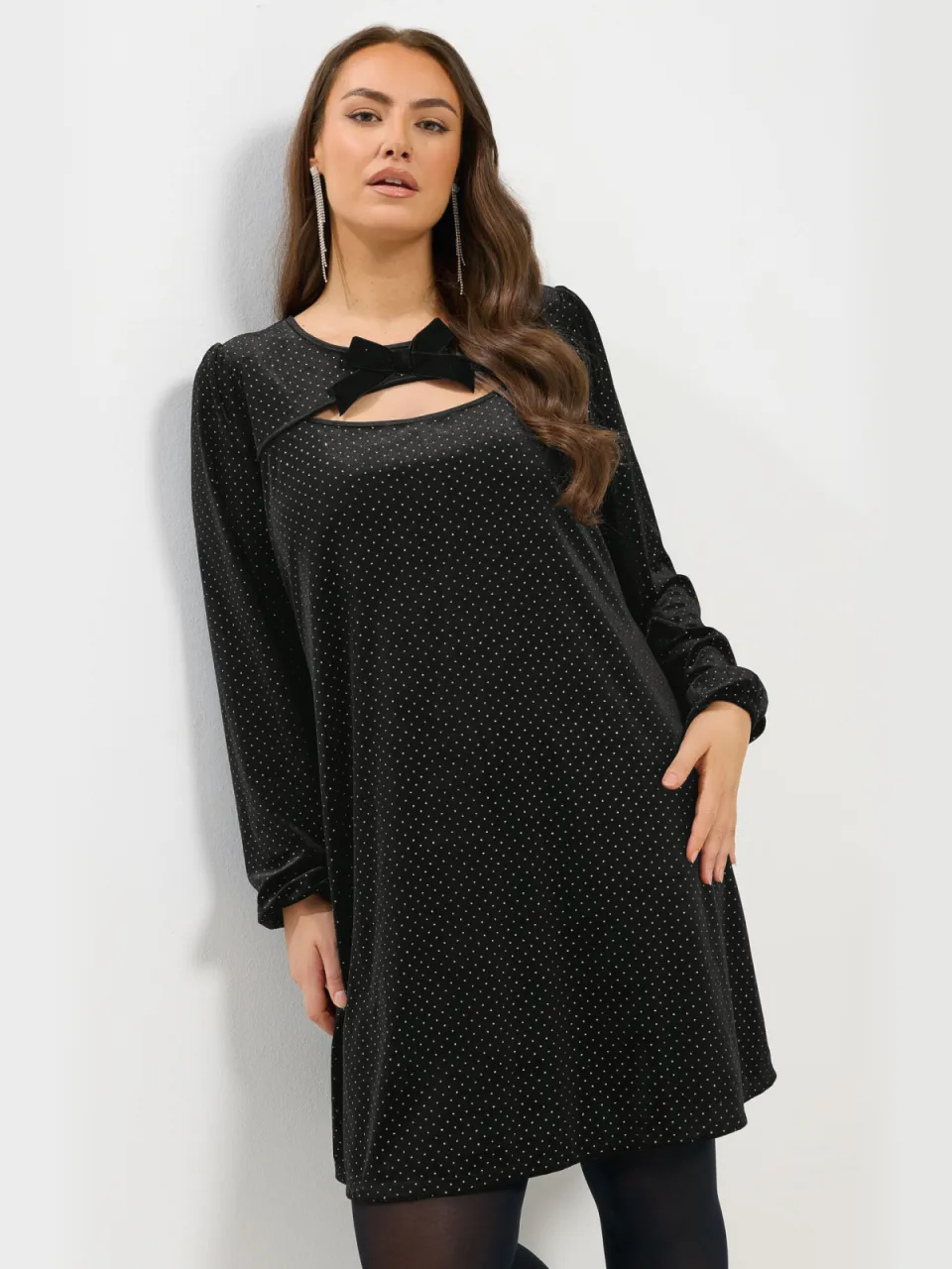 Yours Zwarte Glitter Stippen Minijurk Black