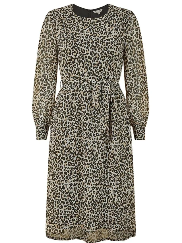 Yumi Skaterjurk met ronde hals en luipaardprint voor dames (Bruin/zwart), foto 2