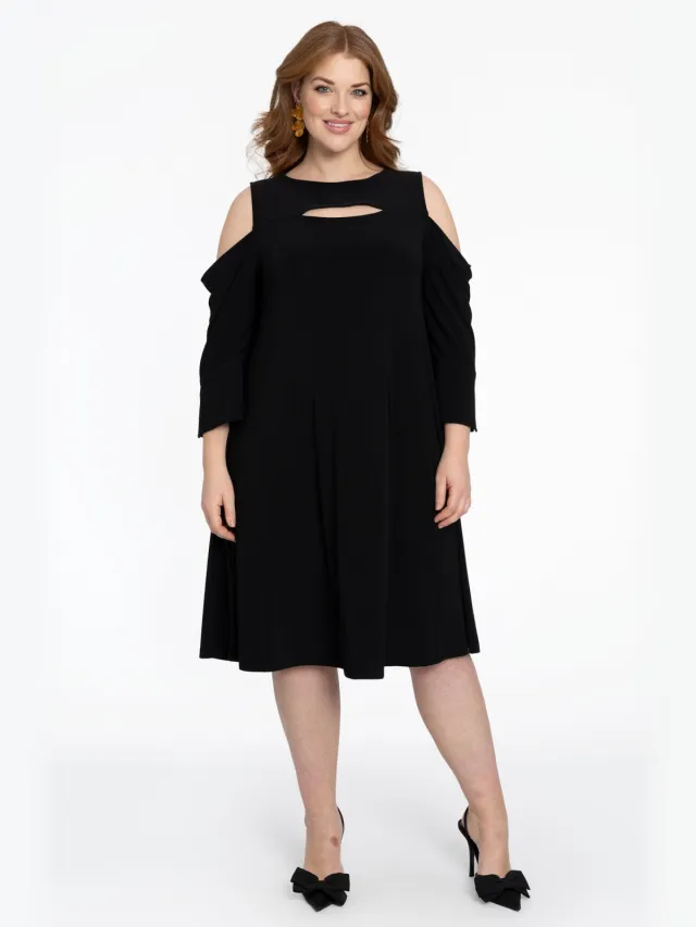 Yoek Jurk met cut-out | Zwart