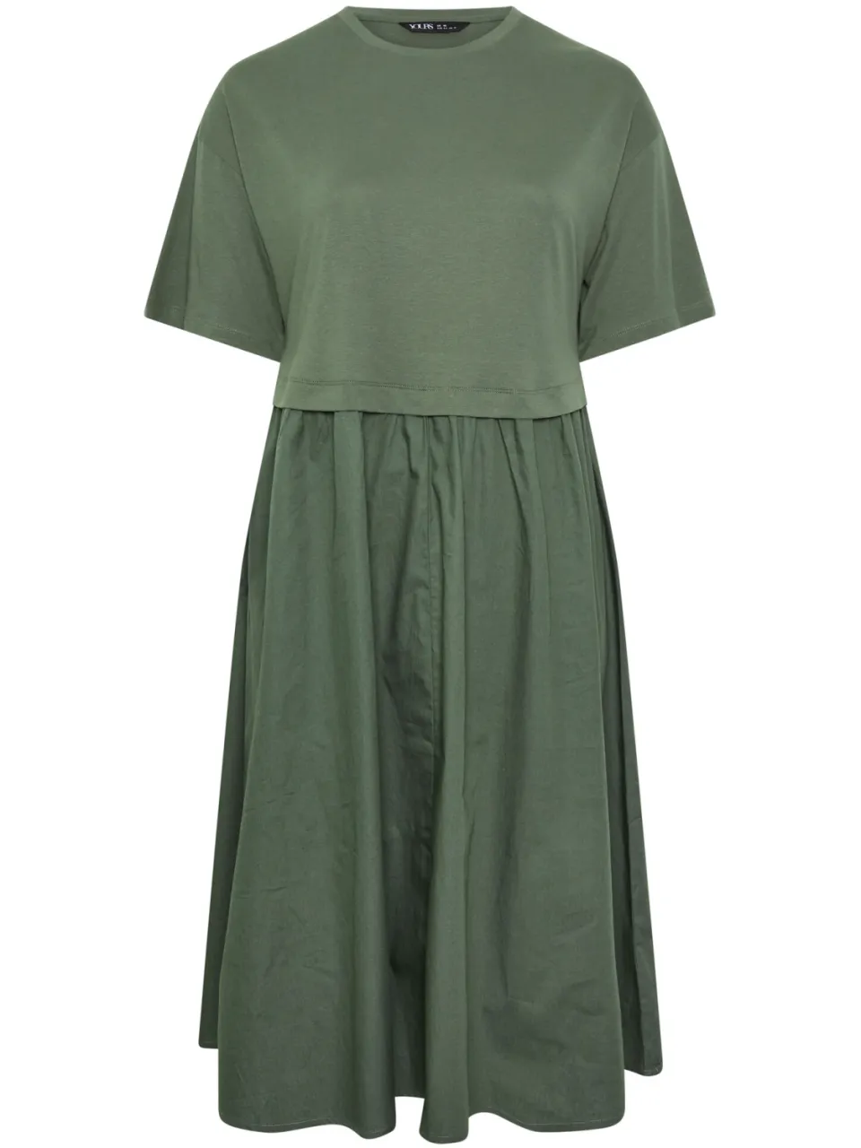 Yours Kaki Groene Poplin Midijurk-52, foto 2