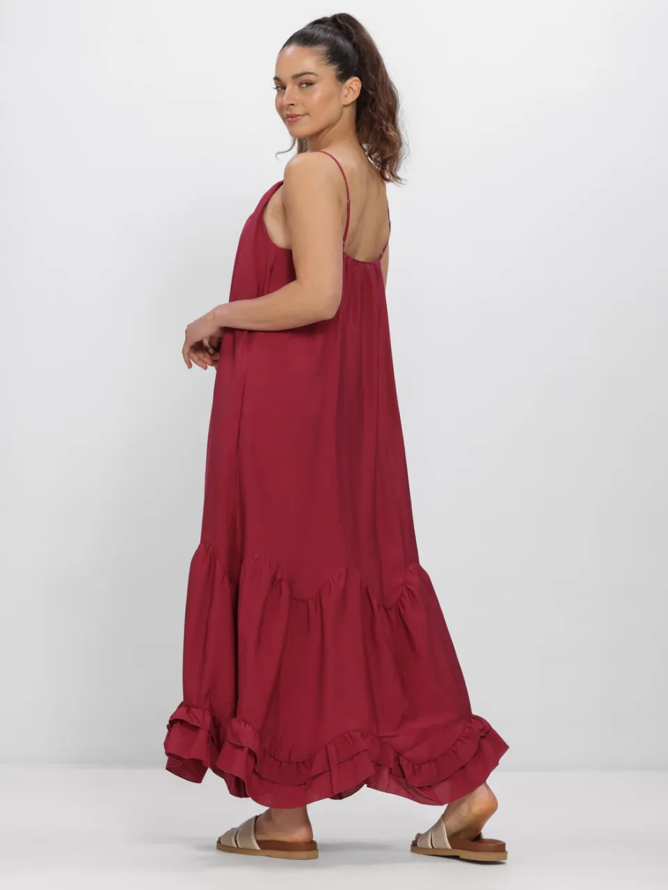 Y.A.S. YAS Dames Jurken Yassema Strap Long Dress S. - Bordeaux, foto 3