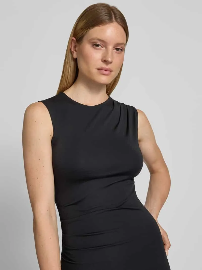 Jake*s Collection midi-jurk van viscosemix met draperieën zwart, foto 4