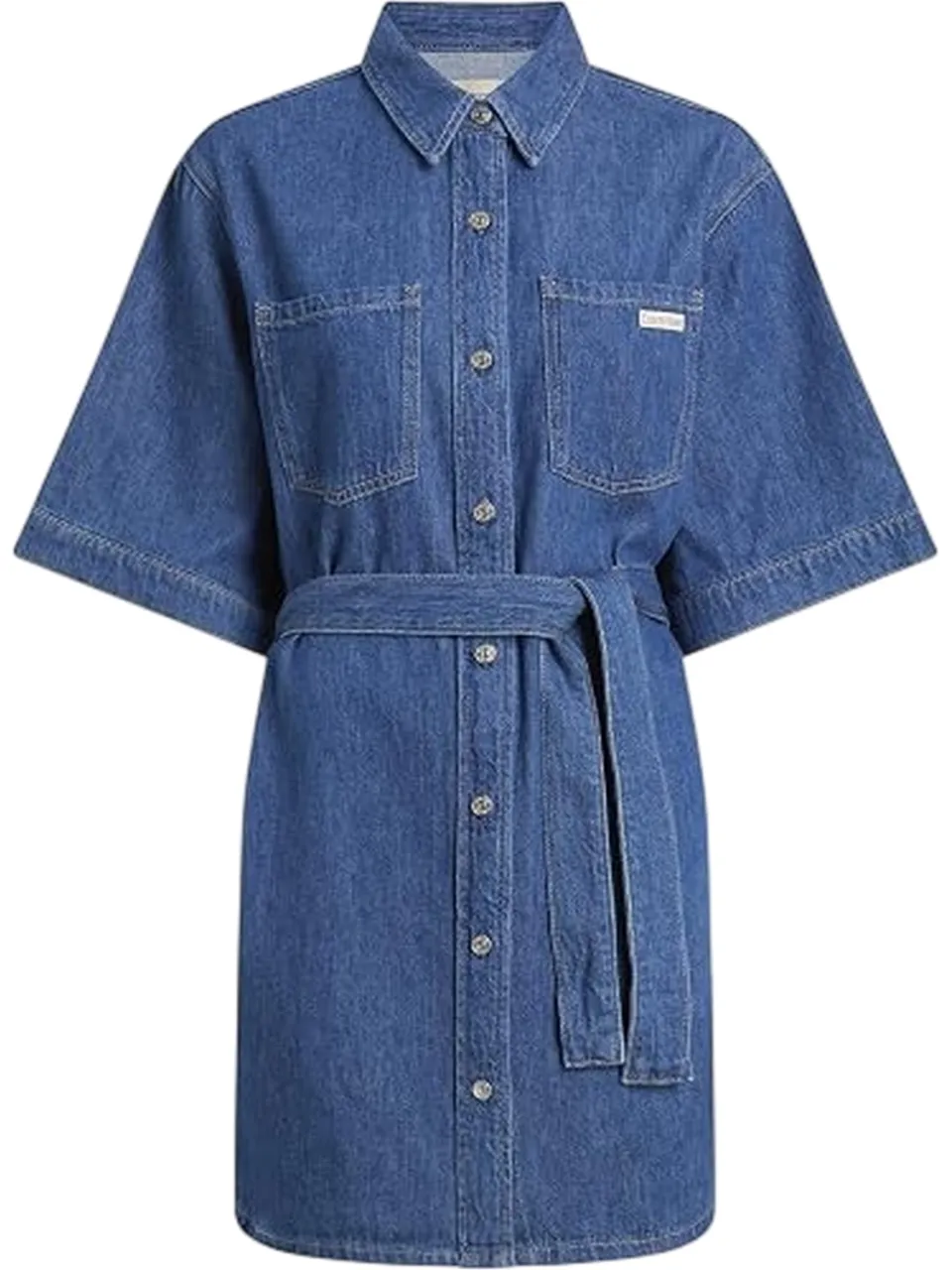 Calvin Klein Denim mini-shirtjurk met kraag en boxy pasvorm voor dames (Medium Blauw), foto 2