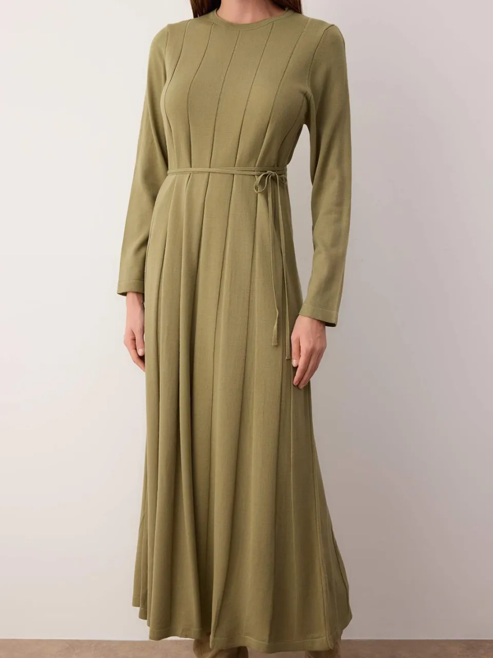 Trendyol Modest Dames Kaki Effen Maxi Lang Casual A-lijn Modest Jurken, foto 2