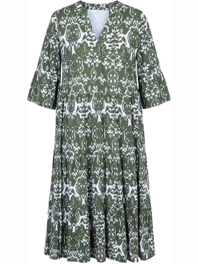 Studio Untold Dames - Maxi-jurk A-lijn all-over print volants - Lichtolijf - Maat 50+