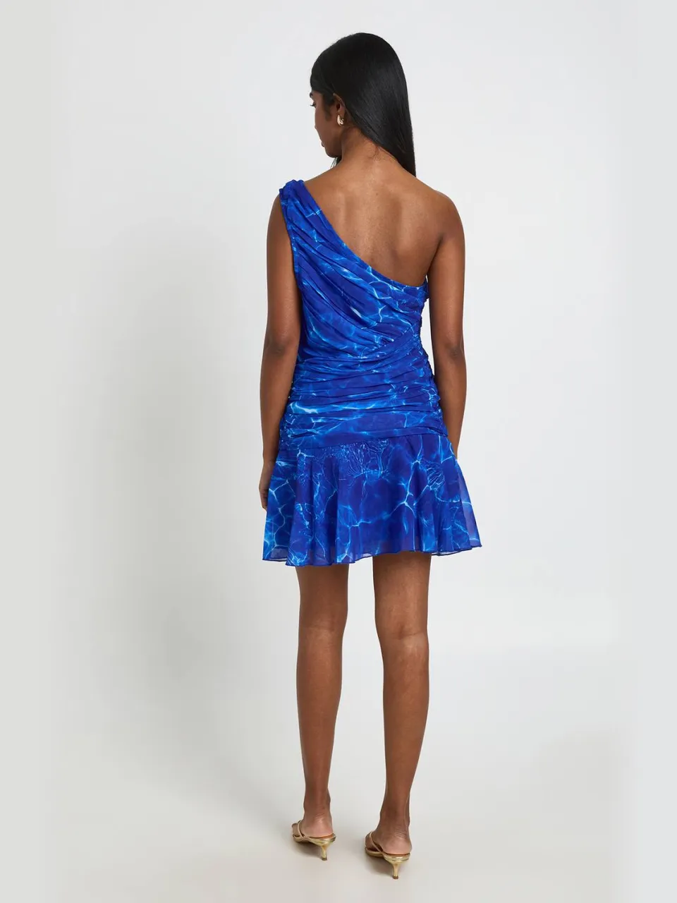 boohoo Dames Chiffon Gerimpelde Asymmetrische Mini Jurk kobaltblauw, foto 2