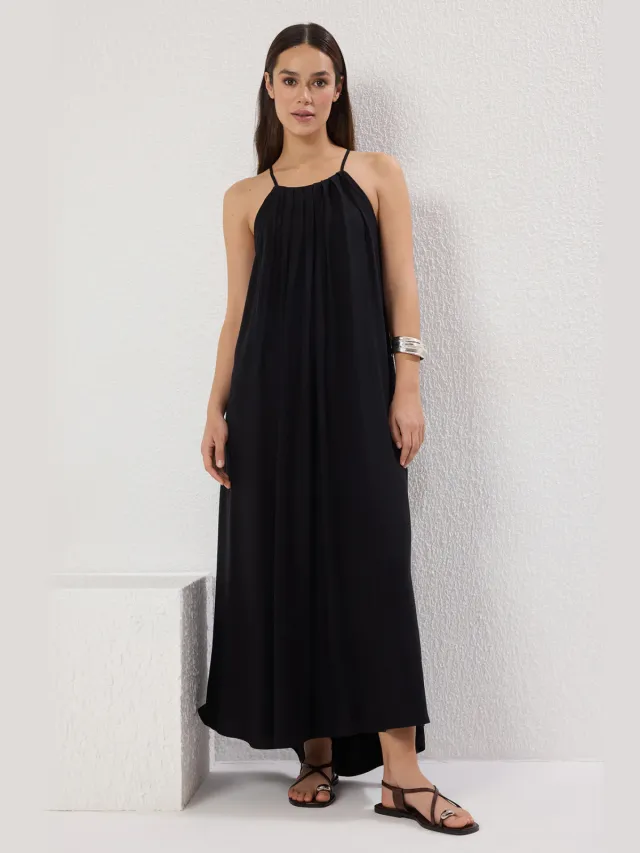 Trendyol TRENDYOLMİLLA Dames Zwart Effen Maxi Mouwloos Casual A-lijn Jurken