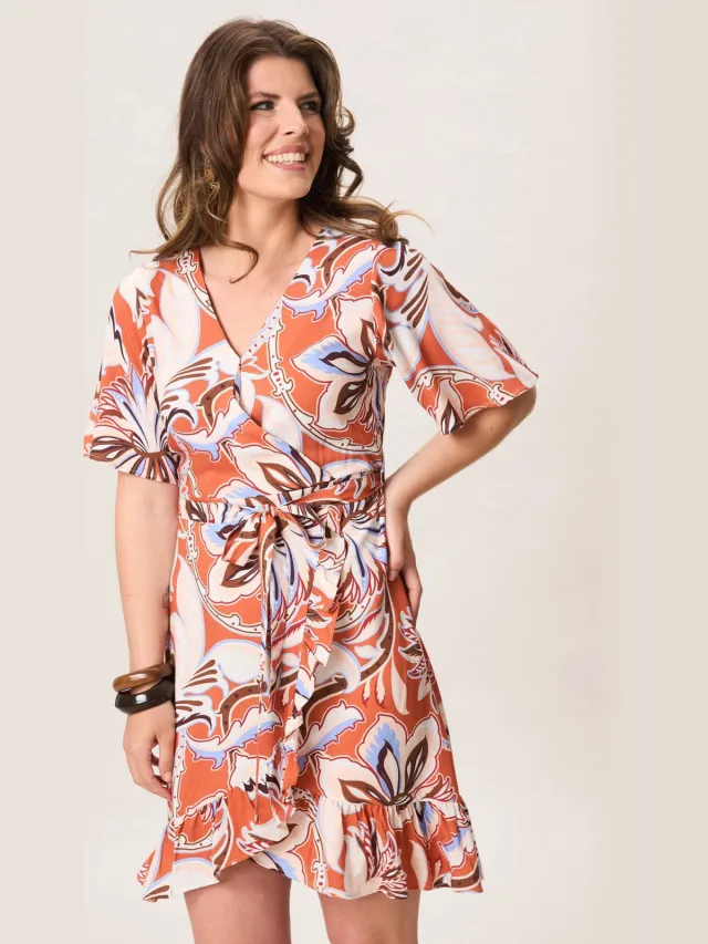 Miss Etam 100% vi bohemian zomerjurk met paisley - oranje multicolor