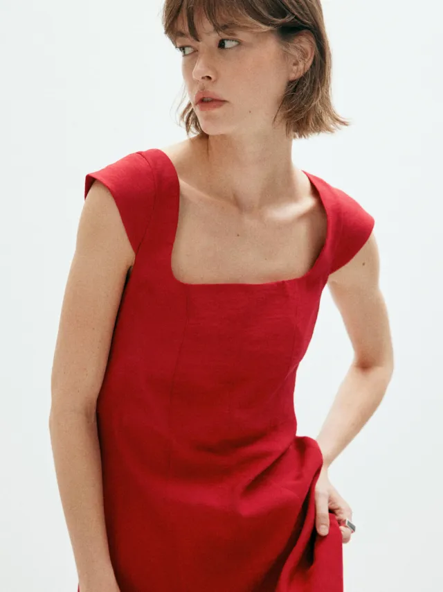 Mango midi zomerjurk - rood, foto 5