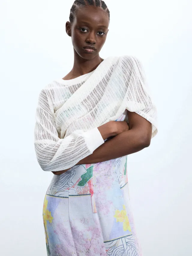 Desigual midi zomerjurk met print en linnen - meerkleurig Multi