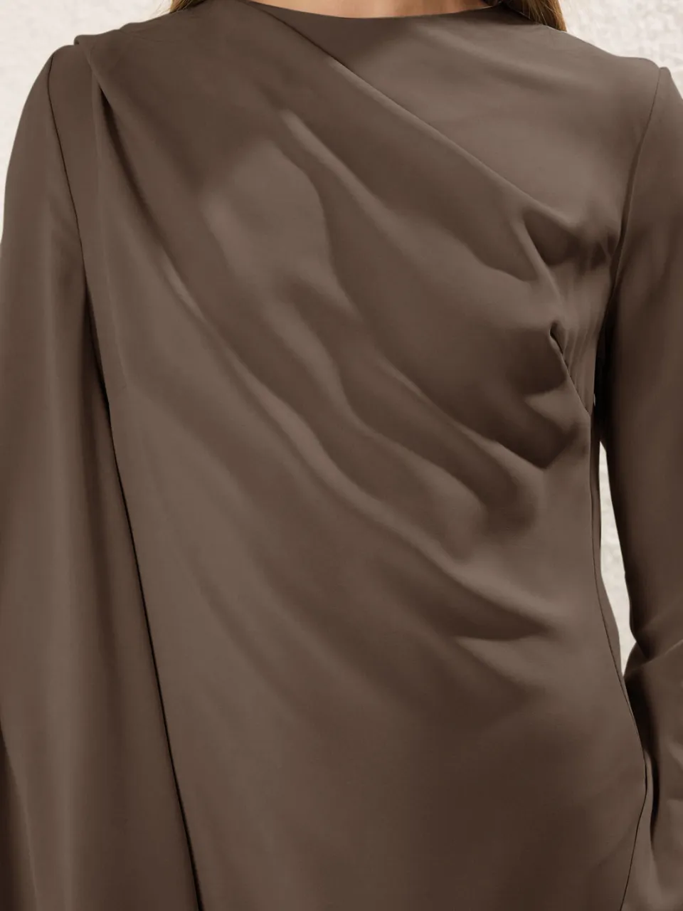 Trendyol Modest Dames Bruin Effen Maxi Lang Stijlvol/Avond Recht Modest Avond Jurken, foto 2