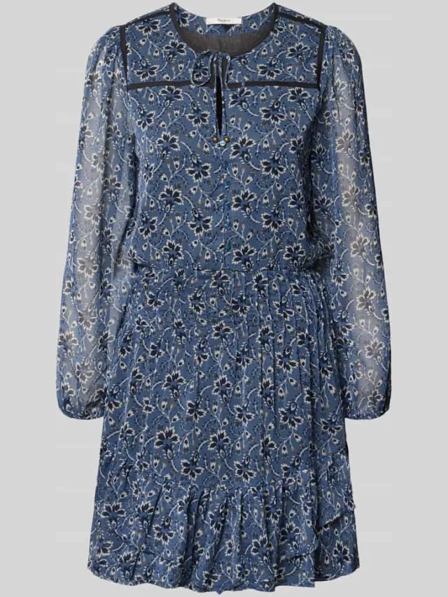 Pepe Jeans Mini-jurk met volantzoom model 'HELOYSE' lichtblauw, foto 2