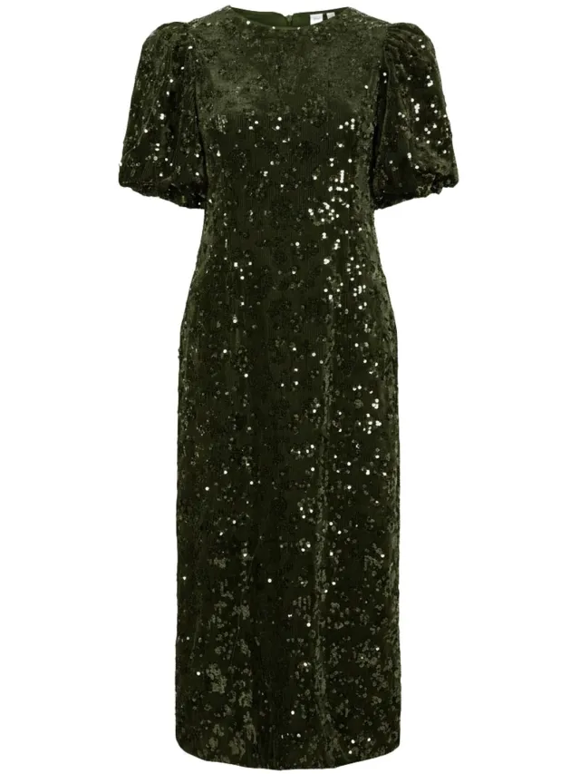 Yas maxi-jurk YASSOFIE 2/4 PAILLETTEN Chive1