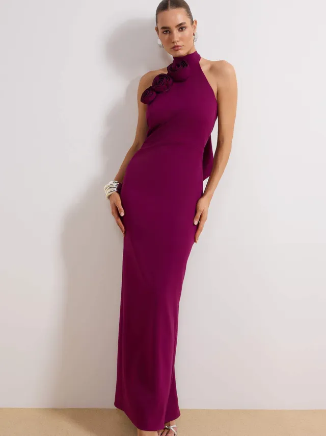 Trendyol TRENDYOLMİLLA Dames Paars Effen Maxi Mouwloos Diploma-uitreiking / Gala Recht Avond & Gala Jurk Rood