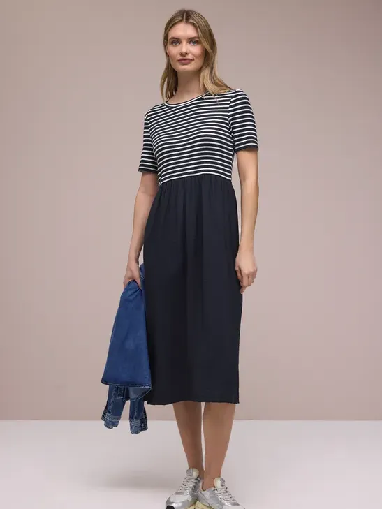 Street One Midi-jurk met structuurmix Blauw